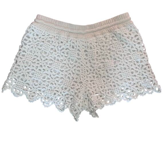 CLUB MONACO White Crochet Drawstring Waist Mini Shorts Boho Festival Sz XS - Picture 5 of 8